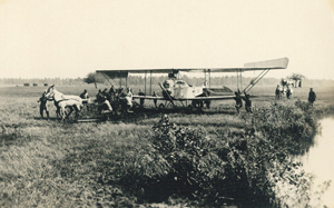 Hauling plane across bogs near Zwierov